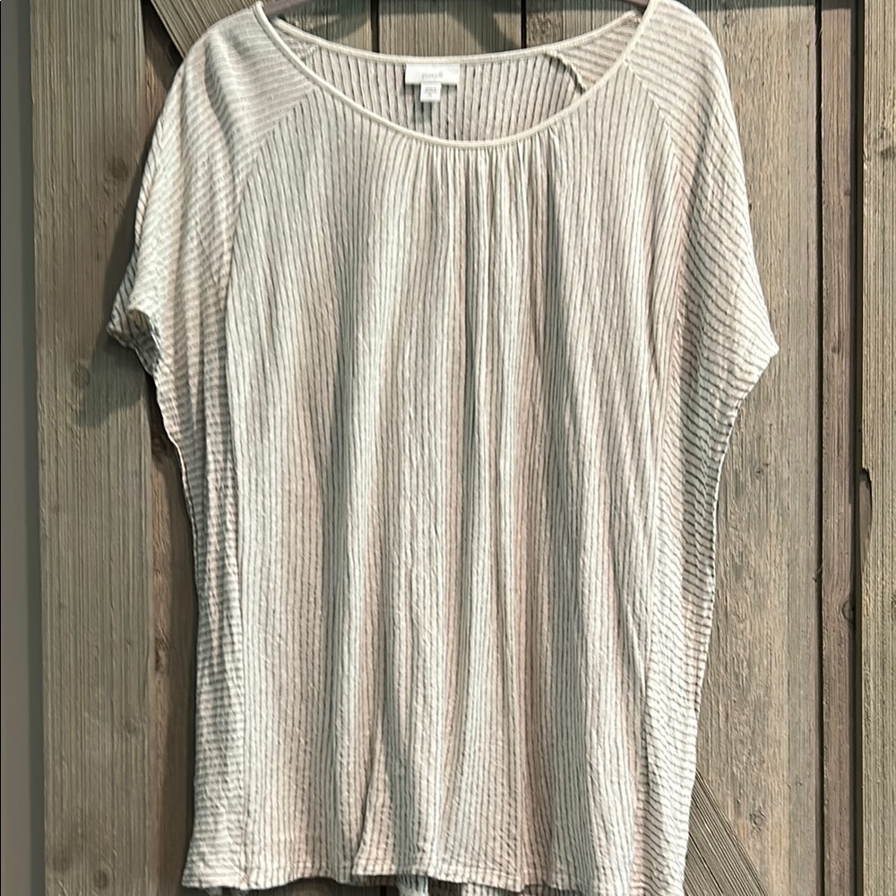 J Jill Women's Cream Striped Top